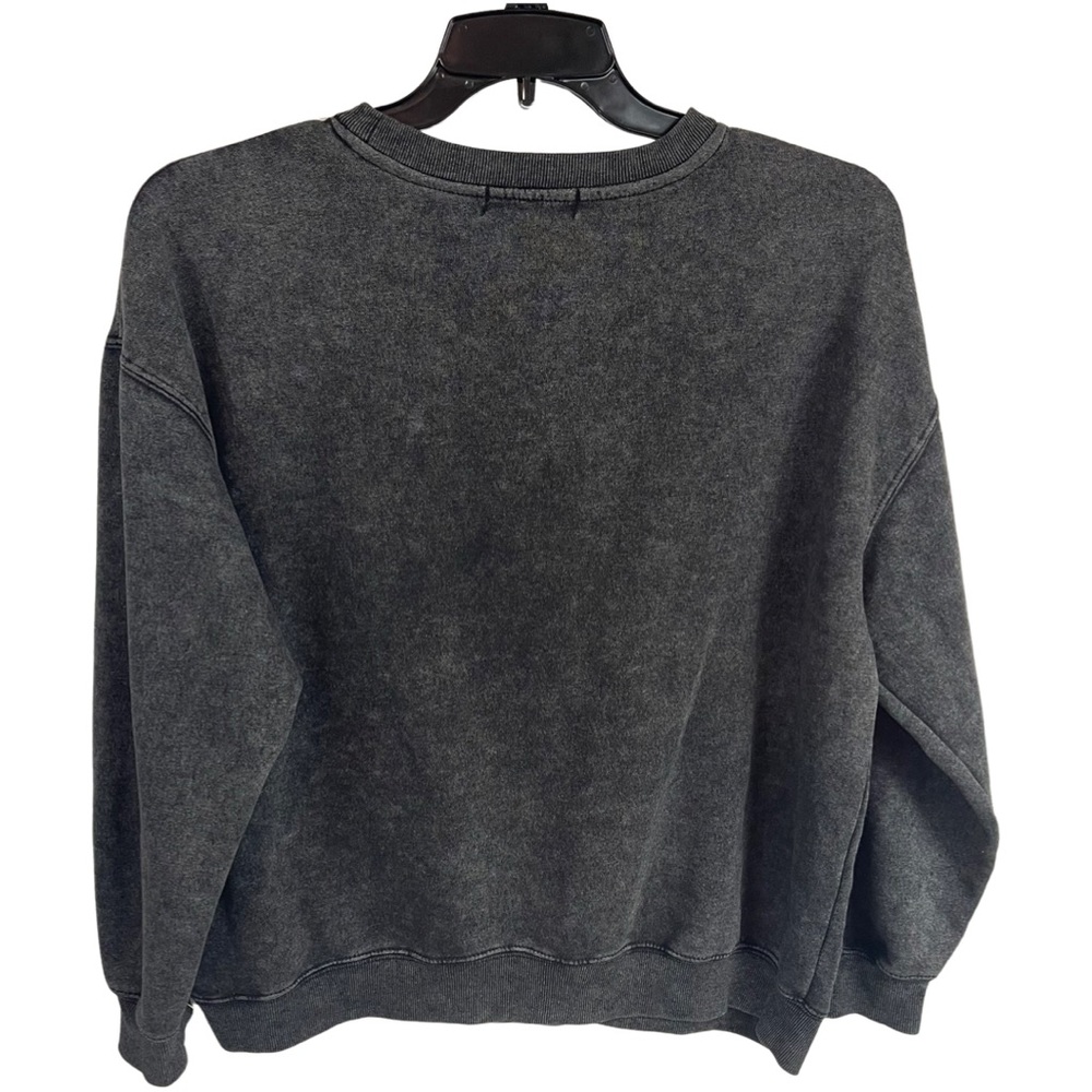 Forever 21 Psychadelic Mushroom Peace Sign Sweat Shirt OX Black Crew Neck - Picture 4 of 5